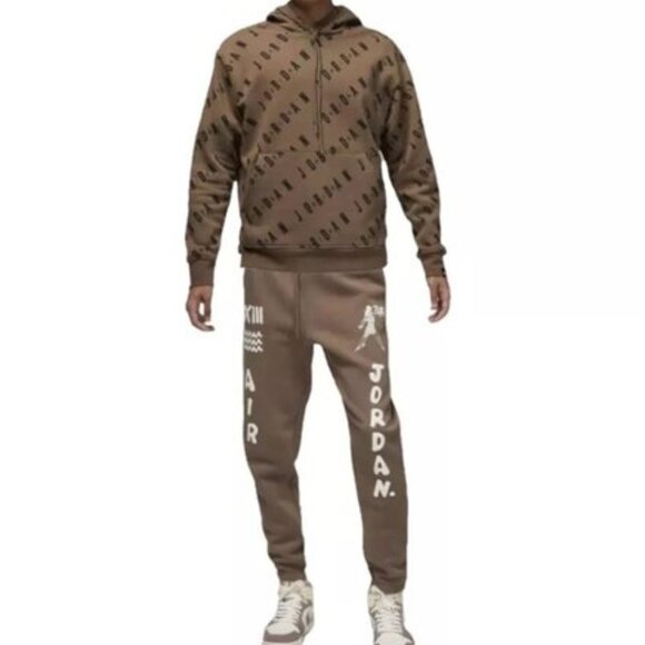 Nike Air Jordan Men's Matching Tracksuit Set Jump-man Sweatsuit Mocha - Picture 1 of 13